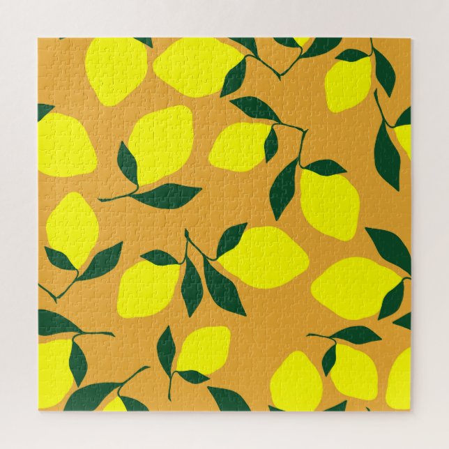 Simple lemon pattern, orange background. jigsaw puzzle (Vertical)