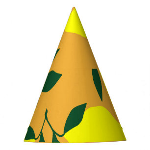 Simple lemon pattern, orange background. party hat