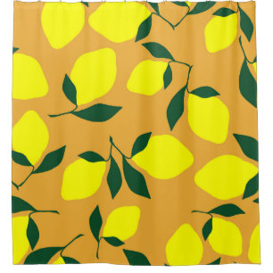 Simple lemon pattern, orange background. shower curtain