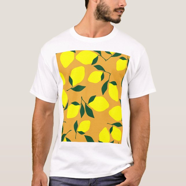 Simple lemon pattern, orange background. T-Shirt (Front)
