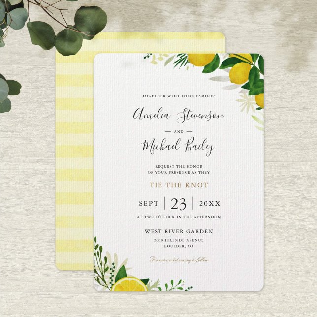 Simple Lemon Wedding Invitation Flat Card (Creator Uploaded)