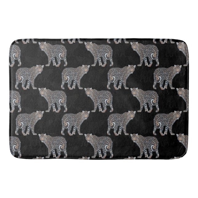 Simple Leopard Animal Black Pattern Bath Mat (Front)