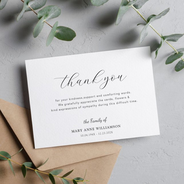 simple lettering funeral thank you note card (Creator Uploaded)