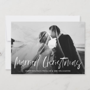 simple lettering holiday wedding announcement