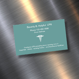 Simple Licensed Practical Nurse LPN Magnetic Business Card