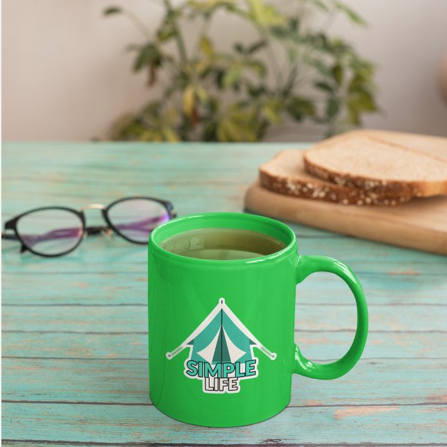 "Simple Life" Minimalist Camping Design Coffee Mug (Creator Uploaded)
