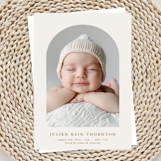 simple light arch custom two photo baby birth announcement (Creator Uploaded)