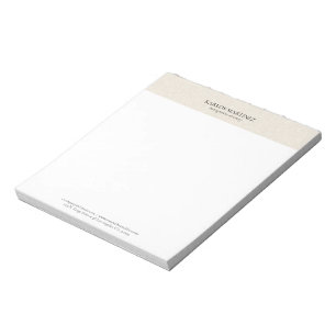 Simple Light Beige Linen Black Typography Notepad
