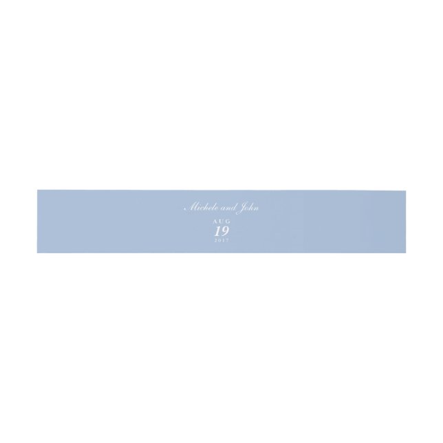 Simple Light Blue Elegant Belly Bands Invitation Belly Band (Flat)