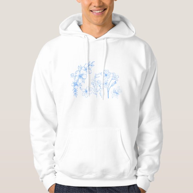 Simple light blue flower graphic hoodie (Front)