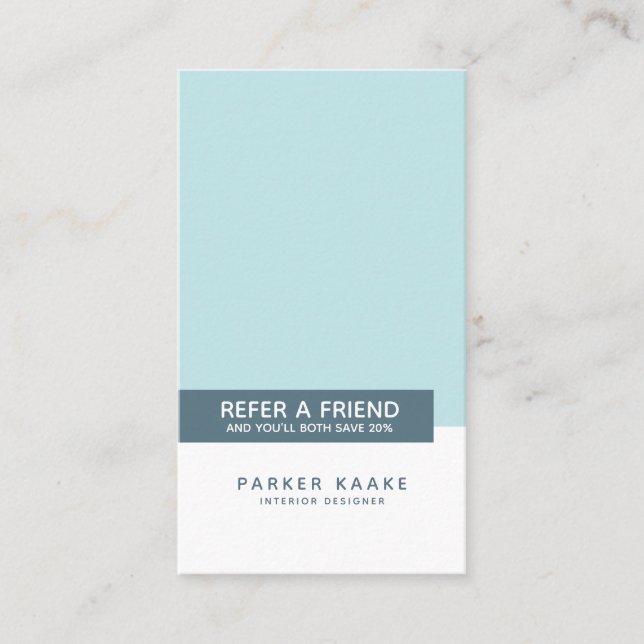 Simple Light Blue Modern Geometric Referral Card (Front)