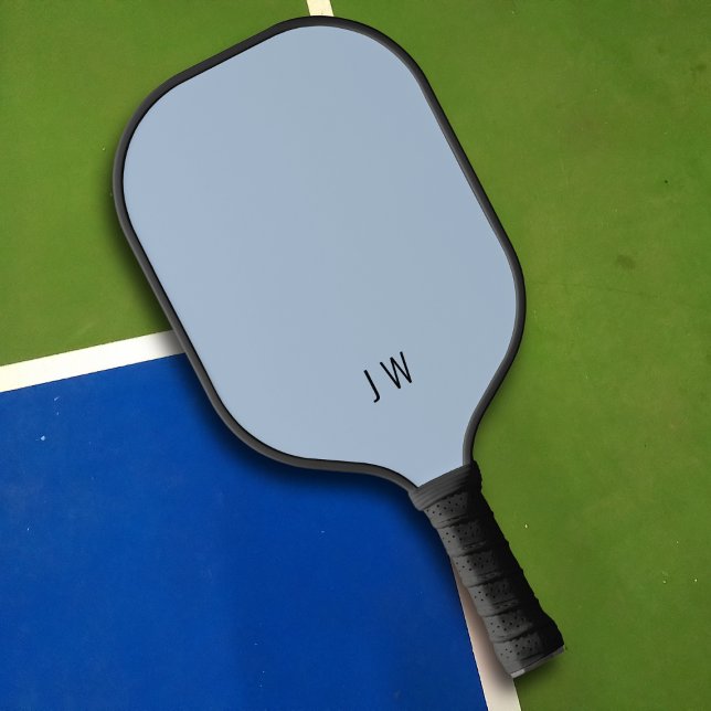 Simple Light Blue Monogram Initials Pickleball Paddle (Creator Uploaded)