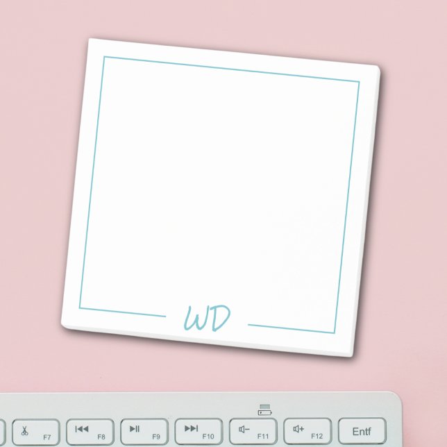 Simple Light Blue Monogram Initials Post-it Notes (Creator Uploaded)