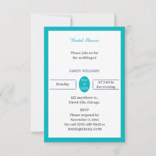 Simple Light Blue Personalised Bridal Shower Invitation
