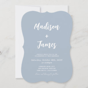 Simple Light Blue Photo Wedding Invitation