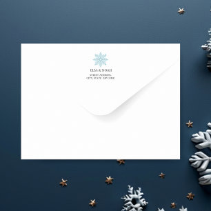 Simple LIGHT BLUE SNOWFLAKE WEDDING PRE PRINTED Envelope