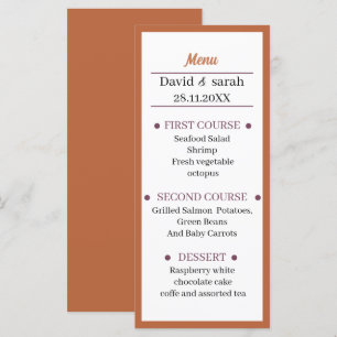 Simple Light Brown Wedding Dinner Menu