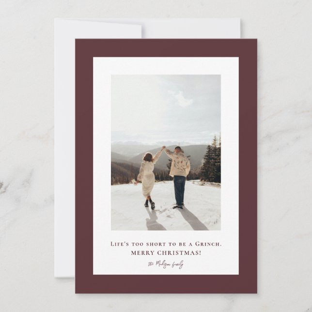 Simple Light Chocolate Cosmos frame photo  Holiday Card (Front)