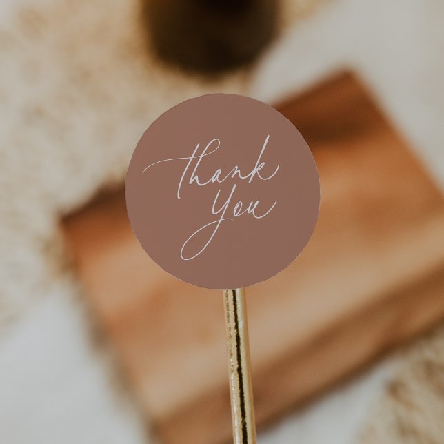 Simple Light Copper Calligraphy Script Thank You Classic Round Sticker (Creator Uploaded)