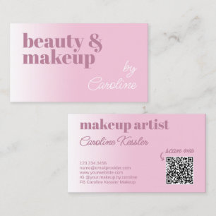 Simple Light Cotton Candy Pink White Calligraphy Business Card