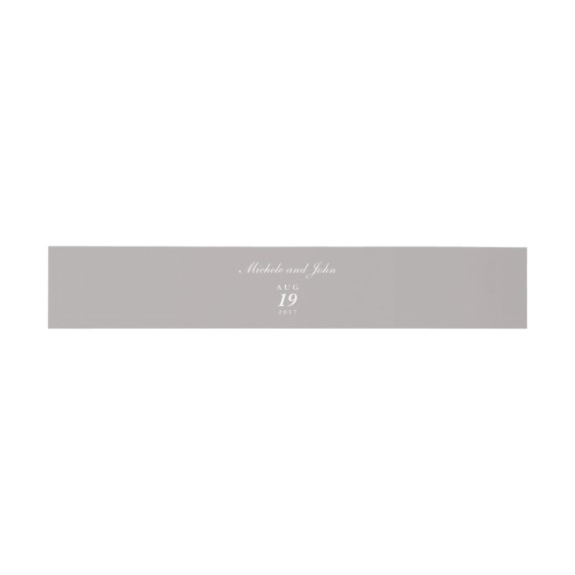 Simple Light Elegant Grey Brown Belly Bands Invitation Belly Band (Flat)
