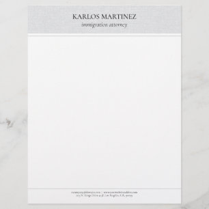 Simple Light Gray Linen Black Typography Custom Letterhead