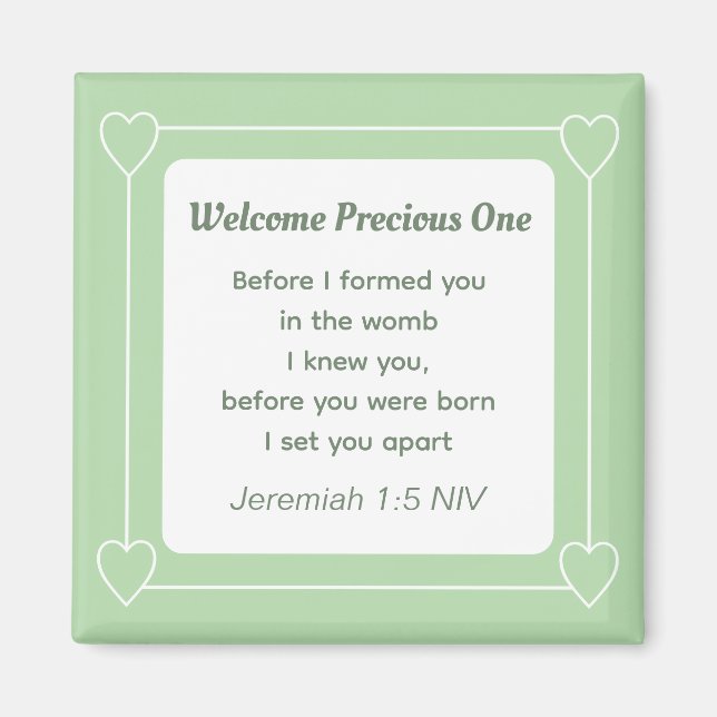 Simple Light Green Gender Neutral Baby Shower Magnet (Front)