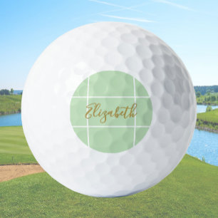 Simple light green minimalist custom name ladies golf balls
