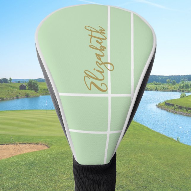 Simple light green minimalist custom name ladies  golf head cover (Creator Uploaded)