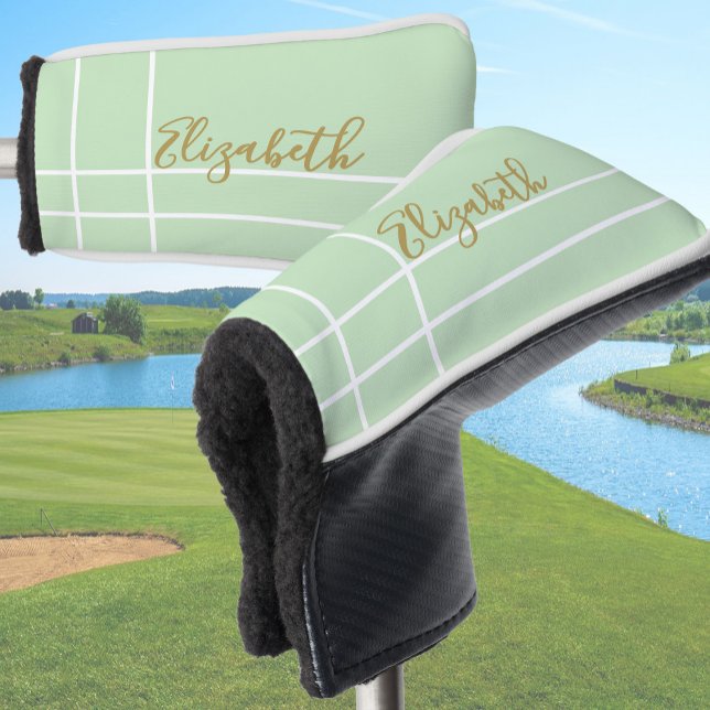Simple light green minimalist custom name ladies  golf head cover (Creator Uploaded)