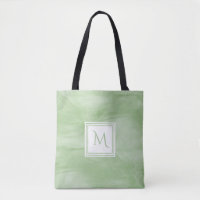 Simple Light Green Subtle Marble Modern Monogram