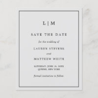 Simple Light Grey Budget Wedding Save the Date