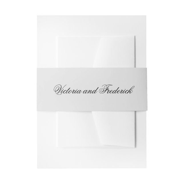Simple Light Grey Elegant Wedding Invitation Belly Band (Front Example)