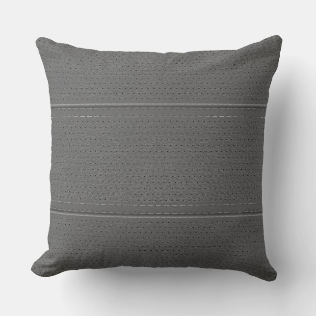 Simple Light grey Faux Leather Look Pattern Cushion (Front)