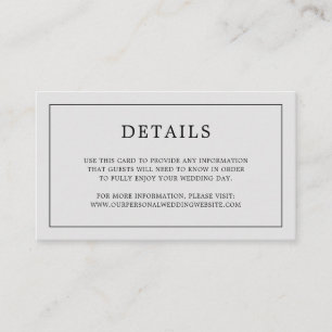 Simple Light Grey Monogram Elegant Wedding Enclosure Card