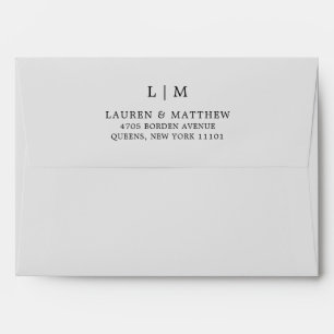 Simple Light Grey Monogram Elegant Wedding Envelope