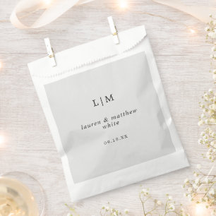 Simple Light Grey Monogram Elegant Wedding Favour Bags