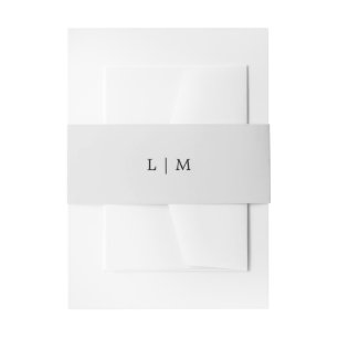 Simple Light Grey Monogram Elegant Wedding Invitation Belly Band