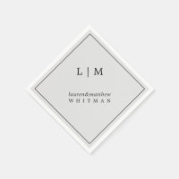 Simple Light Grey Monogram Elegant Wedding