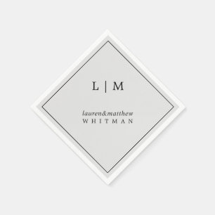 Simple Light Grey Monogram Elegant Wedding Napkin
