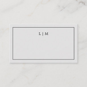 Simple Light Grey Monogram Elegant Wedding Place Card