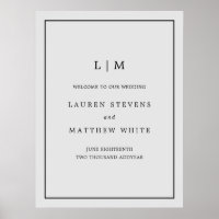 Simple Light Grey Monogram Elegant Wedding
