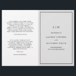 Simple Light Grey Monogram Elegant Wedding Program<br><div class="desc">Simple folded Wedding Program featuring a modern yet elegant design with your two initial monogram along with your details surrounded by a thin border on the front cover. The inside has your wedding party on the left side and your order of ceremony on the right side. All design elements are...</div>
