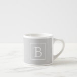 Simple Light Grey Monogram Espresso Cup<br><div class="desc">Thank you for your purchase!</div>
