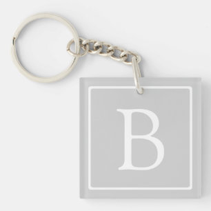 Simple Light Grey Monogram Key Ring