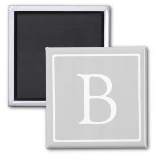 Simple Light Grey Monogram Magnet