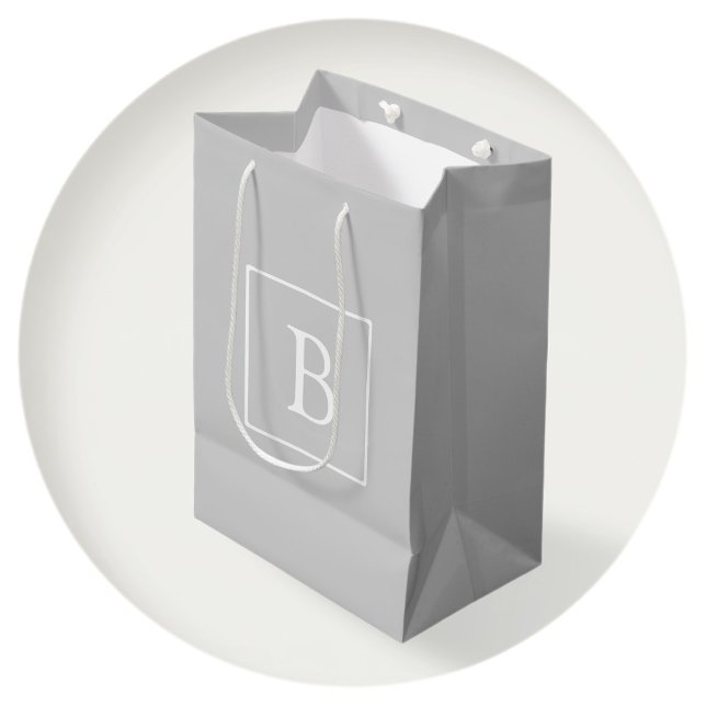 Simple Light Grey Monogram Medium Gift Bag (Creator Uploaded)