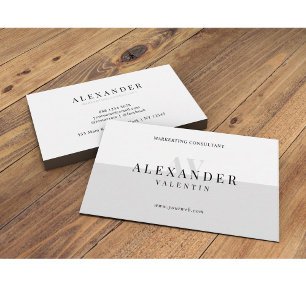 Simple Light Grey Monogram Professional Business Card