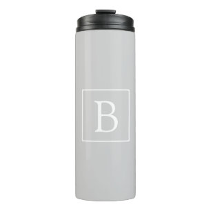 Simple Light Grey Monogram Thermal Tumbler