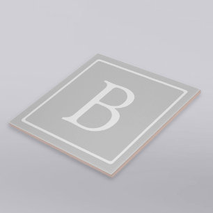 Simple Light Grey Monogram Tile
